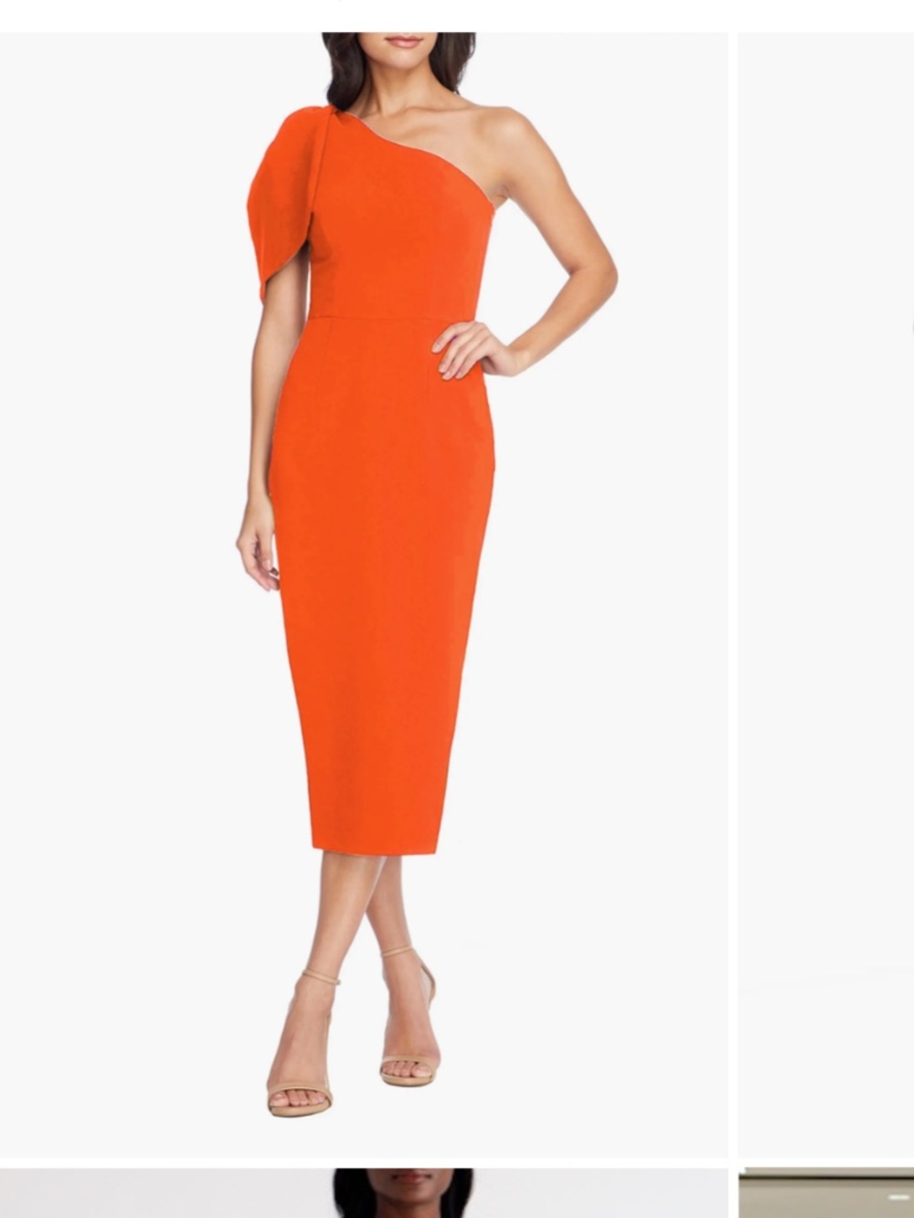 Tiffany One-Shoulder Midi Dress Dress the Population XS Poppy